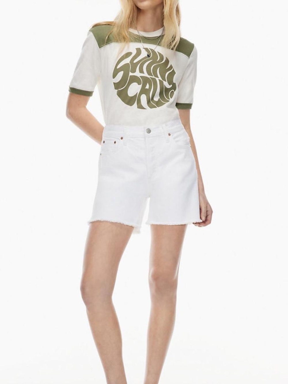 Aritzia Denim Forum Yoko Mid Thigh shorts size 24
